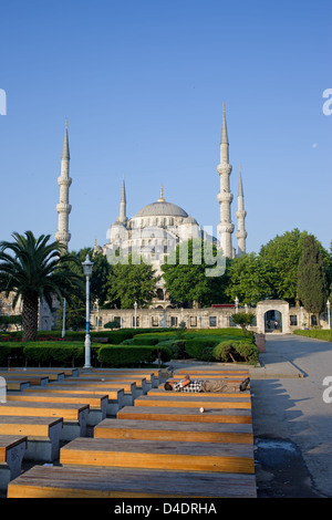 Sultan Ahmet moschea uno scenario tranquillo anche conosciuta come la Moschea Blu a Istanbul, Turchia, quartiere di Sultanahmet. Foto Stock