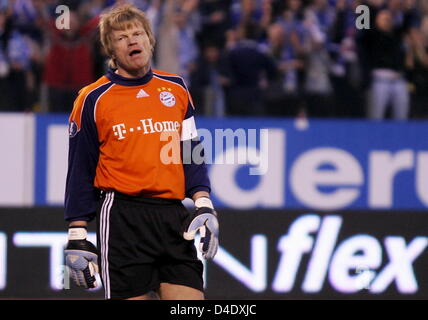 Monaco di Baviera portiere Oliver KAHN reagisce dopo aver ottenuto il 4-0 durante la Coppa UEFA la seconda gamba semifinale partita di calcio Bayern Monaco vs. Zenit San Pietroburgo a San Pietroburgo, Russia, 1 maggio 2008. Foto: MATTHIAS SCHRADER Foto Stock