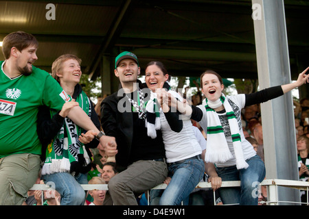 Muenster, Germania, soccer fans celebrano il loro team Preussen Muenster Foto Stock