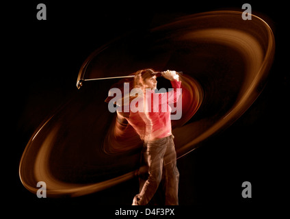 Time Lapse vista del golfista swinging Foto Stock