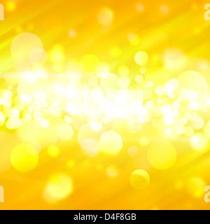 Bokeh di fondo giallo sfondo astratto con raggi Foto Stock