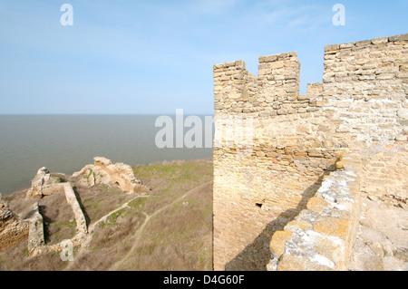 La fortezza Akkerman dal Dniester Liman (White rock, bianco fortezza), Belgorod-Dnestrovskiy , Ucraina, Europa orientale Foto Stock