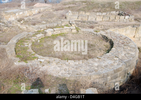 Resti di antichi Tyras, vicino alla medievale pareti genovese del Maurocastro, Belgorod-Dnestrovskiy, Ucraina, Europa orientale Foto Stock