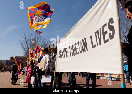 Il Tibetano manifestanti a Washington DC Foto Stock