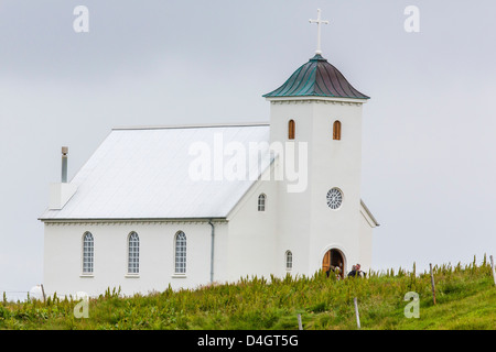 Chiesa sulla isola di Flatey, Islanda, regioni polari Foto Stock