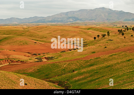 Tradizionale paese berbero vicino Ait Khaled, Alto Atlante, Marocco, Africa del Nord Foto Stock