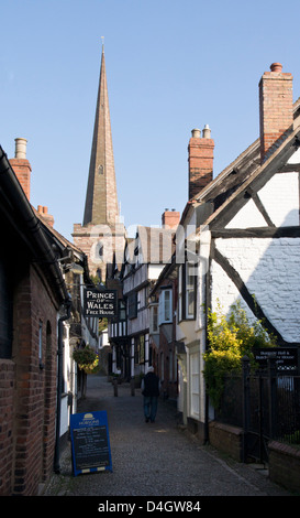 Ledbury, un paese di campagna in Herefordshire, Inghilterra. Church Lane. Foto Stock