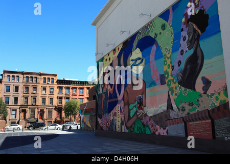 Murale, Harlem, Manhattan, New York City, Stati Uniti d'America Foto Stock