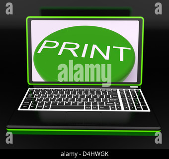Stampare sul monitor che mostra la stampante o la stampa Foto Stock