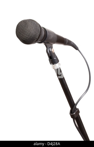 Mic stand isolato su sfondo bianco Foto Stock