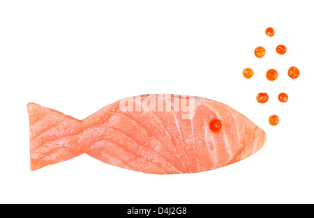 Fetta di salmone caviale concetto su sfondo bianco Foto Stock