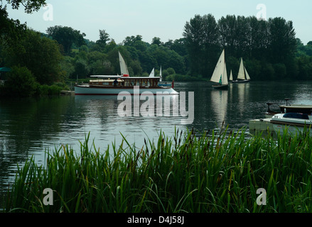 Il Tamigi Beale Park boat show,Pangbourne,Inghilterra Giugno 2010. Tradizionale delle imbarcazioni a vela e motore mostrano le loro competenze alla mostra. Foto Stock