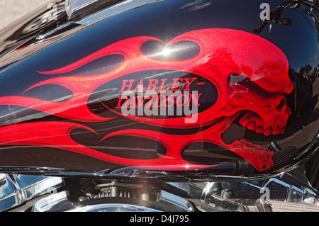 Cranio graphic trovato sulla Harley Davidson Moto. Foto Stock