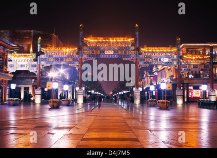 Vista notturna di paesaggio fotografico di Qianmen,città proibita di Pechino Foto Stock