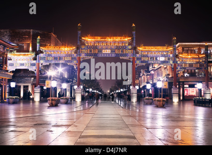 Vista notturna di paesaggio fotografico di Qianmen,città proibita di Pechino Foto Stock