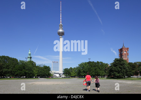 Berlino, Germania, Marx-Engels-Forum in Berlin-Mitte Foto Stock