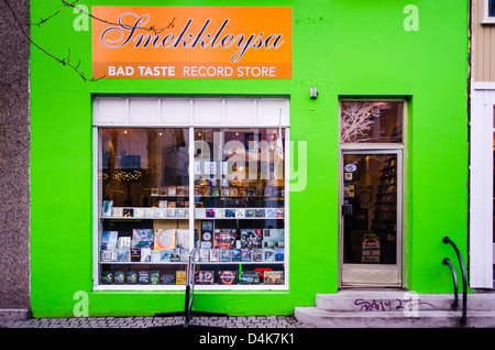 Smekkleysa, cattivo gusto negozio di musica in Reykjavik Foto Stock