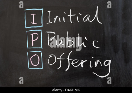 IPO - initial public offering parole scritte sulla lavagna Foto Stock