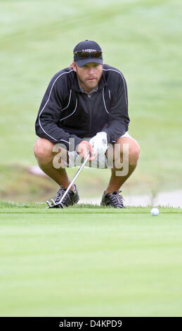 Siamo ski racer Bode Miller raffigurata sul campo da golf di Zell am See, Austria, 15 maggio 2009. Bode Miller partecipa al UVEX &Sci Golf Campionati del Mondo 2009 che avvengono in Zell am See dal 14 maggio fino al 17 maggio 2009. Il concorso è composto da un slalom gigante e due round di golf. Foto: Karl-Josef Hildenbrand Foto Stock