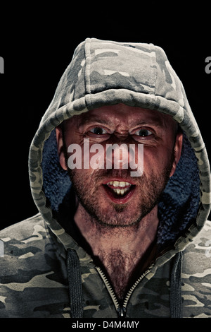 Smorfie uomo felpa con cappuccio da indossare Foto Stock