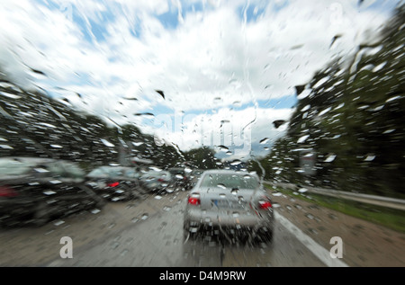 Kasseburg, Germania, simbolico, foto in condizioni di scarsa visibilità in autostrada Foto Stock