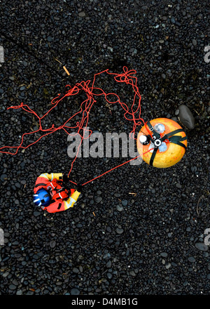 Vista aerea del sistema di ormeggio acustico al largo di Kodiak, Alaska, utilizzato per monitorare i mammiferi marini, in collaborazione con l'Alaska Department of Fish and Game. Foto Stock