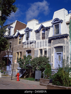 Case in Le Plateau-Mont-Royal Borough in caduta, Montreal (Ville de Montréal), provincia del Québec, Canada Foto Stock