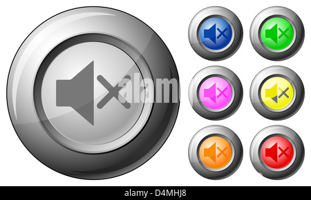 Sfera mute pulsante impostato su uno sfondo bianco. Illustrazione Vettoriale. Foto Stock