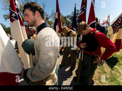 Marzo 16, 2013 - Biloxi MS, noi - i figli di veterani confederati rally in occasione del centocinquantesimo anniversario della causa del sud dell'indipendenza e la dedizione di Jefferson Davis Presidential Library a Beauvoir.(Immagine di credito: © Brian Cahn/ZUMAPRESS.com) Foto Stock