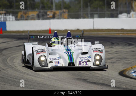 Marzo 16, 2013 - Sebring, Florida, Stati Uniti - ALMS Round 1 12 Ore Sebring,Sebring,FL, 13-16 marzo 2013, Bruno Junquiera, ALEX POPOW, , RSR Racing Oreca FLM09 (credito Immagine: © Ron Bijlsma/ZUMAPRESS.com) Foto Stock