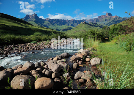 Anfiteatro e Tugela river, montagne Drakensberg, Royal Natal National Park, Sud Africa Foto Stock