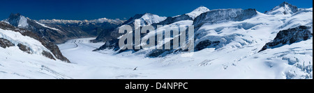 Ghiacciaio di Aletsch visto dalla Jungfraujoch, Alpi Bernesi, Svizzera Foto Stock