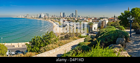 Vista Costline di Tel Aviv, visto da Jaffa-parte medioevale della città di Jaffa era porto di ancinet volte Foto Stock