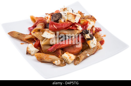 Cuocere la pasta isolati su sfondo bianco Foto Stock