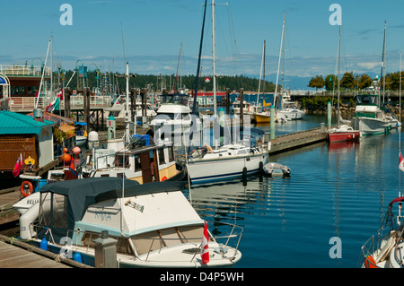 Nanaimo Boat Harbour, l'isola di Vancouver, British Columbia, Canada Foto Stock