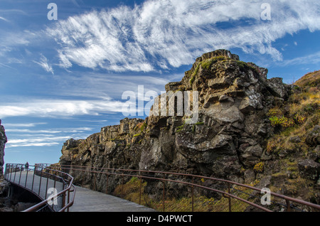 Placche tettoniche a Pingvellir National Park, Islanda Foto Stock