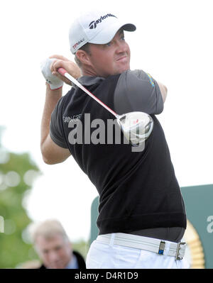 Swedish professional golfer Peter Hanson presso la Casa di Stoccarda-campionati a Golf Club ?Gut Laerchenhof? In Pulheim, Germania, 12 settembre 2009. Foto: Joerg Carstensen Foto Stock