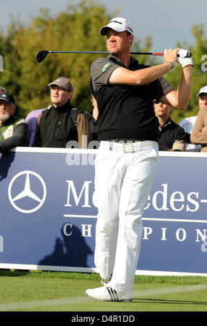 Swedish professional golfer Peter Hanson presso la Casa di Stoccarda-campionati a Golf Club ?Gut Laerchenhof? In Pulheim, Germania, 12 settembre 2009. Foto: Joerg Carstensen Foto Stock