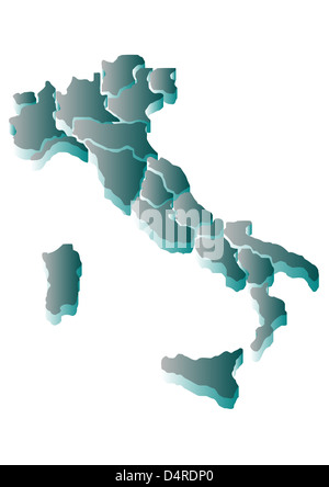 Abstract Mappa di Italia isolato su bianco Foto Stock