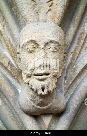 Il carving in casa del Capitolo di Southwell Minster, southwell, Nottinghamshire, East Midlands, Regno Unito Foto Stock