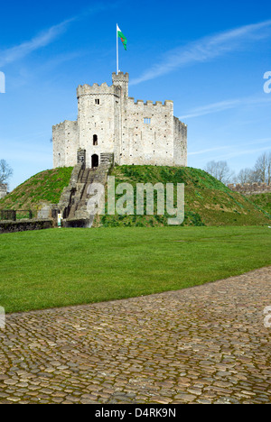 Norman tenere, Castello di Cardiff, Cardiff, Glamorgan, Wales, Regno Unito. Foto Stock