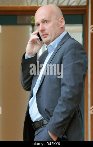 Riunione della Czech National Soccer team prima della partita contro la Danimarca e l'Armenia a Praga, Repubblica Ceca lunedì 18, 2013. Coach Michal Bilek. (CTK foto/Stanislav Zbynek) Foto Stock