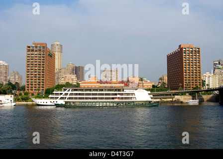 Corniche El Nil, Marriott Hotel al Cairo, Egitto. Foto Stock