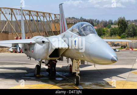 Un McDonnell Douglas F-15C Eagle Baz aerei della forza aerea israeliana, Tel Nof Air Base, Israele. Foto Stock