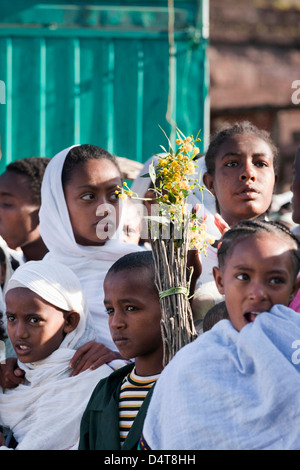 Meskel cerimonia in Lalibela, Etiopia Foto Stock