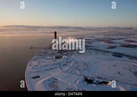 Una veduta aerea di ScottishPower della Centrale Energetica di Longannet, sulla sponda nord del Firth of Forth vicino a Kincardine, Scozia. Foto Stock