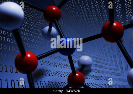 Illustrazione di molecole e binario Foto Stock