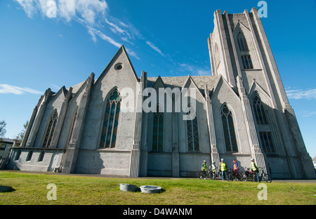 La Chiesa Landakotskirkja a Reykjavik, Islanda Foto Stock