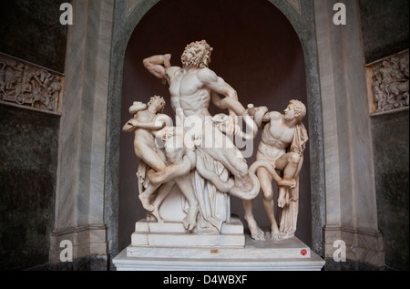 Laocoonte scultura in Musei Vaticani, Roma, Italia Foto Stock