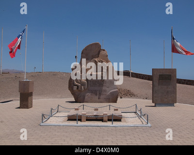 Memoriale per il cileno la vittoria nella battaglia di El Morro nella Guerra del Pacifico. Si trova sulla cima di El Morro affacciato ad Arica Foto Stock